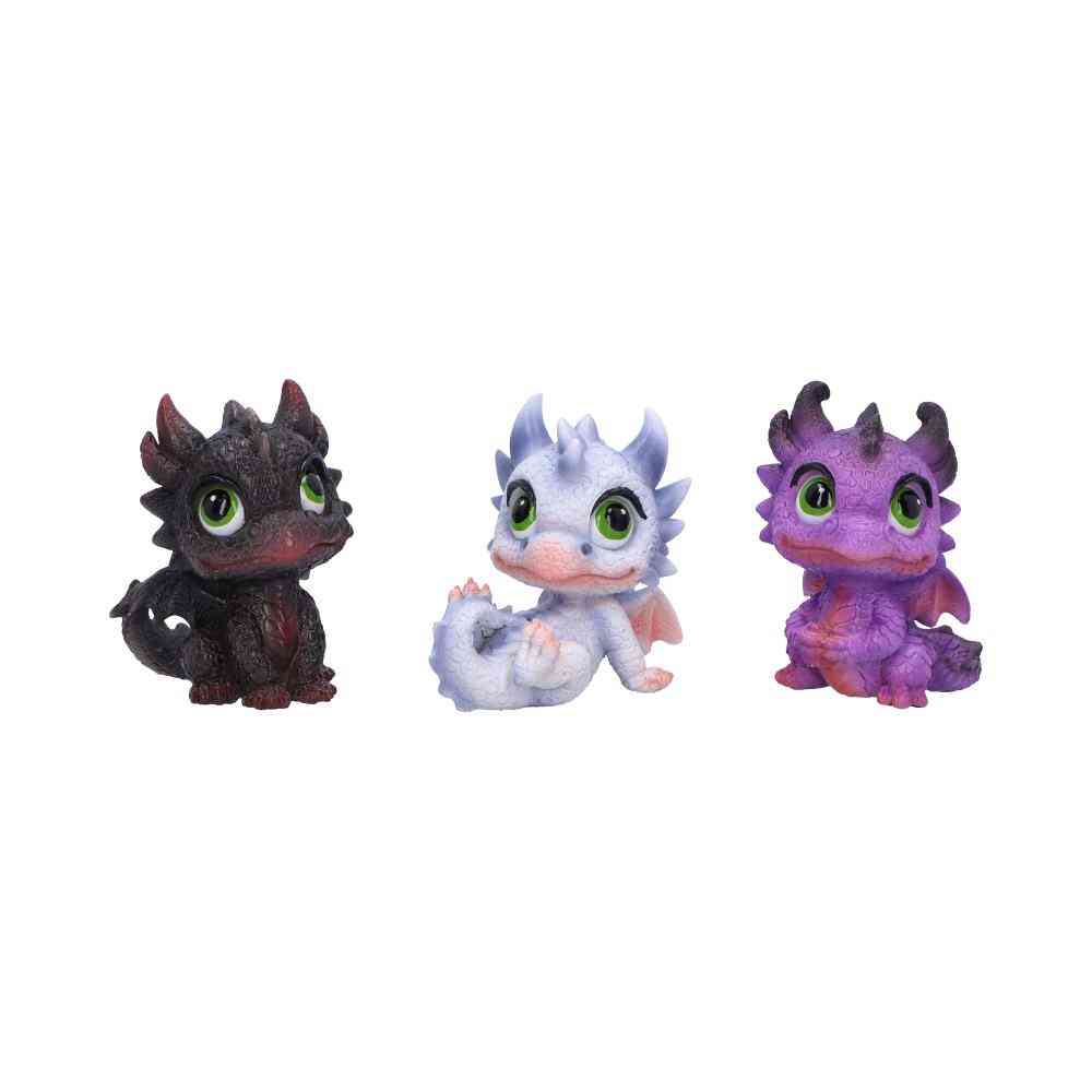 Nemesis Now Dragonling Brood - Set Di 4 Statuine Di Draghi In Resina, Multicolore Metallizzato, Altezza 4 Cm - 5